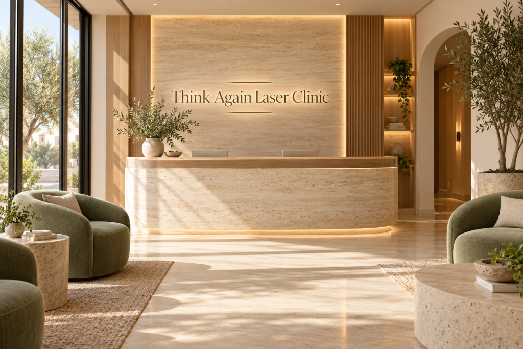 AI illustration of a fictional Think Again Laser Clinic reception; not actual premises