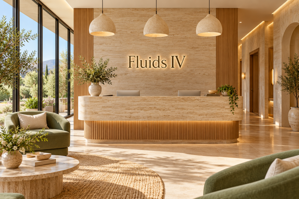 AI illustration of a fictional Fluids IV reception; not actual premises