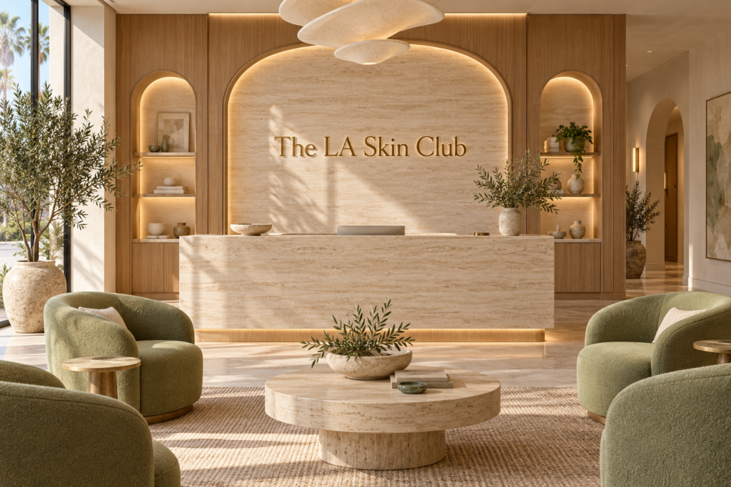 AI illustration of a fictional The LA Skin Club reception; not actual premises