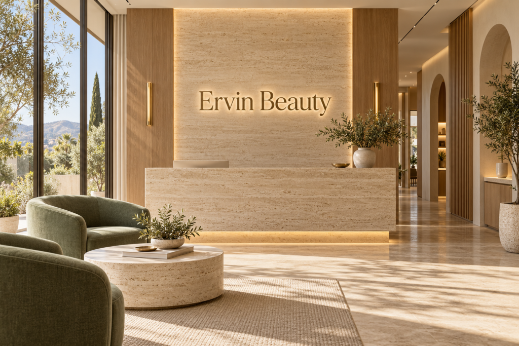 AI illustration of a fictional Ervin Beauty reception; not actual premises