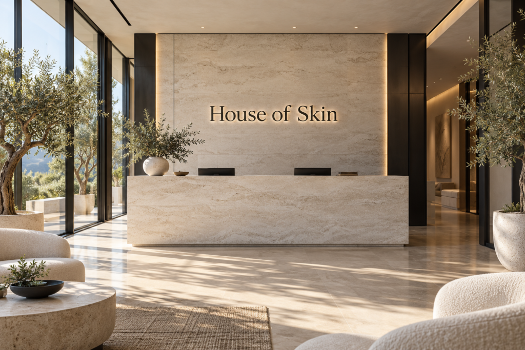 AI illustration of a fictional House of Skin reception; not actual premises