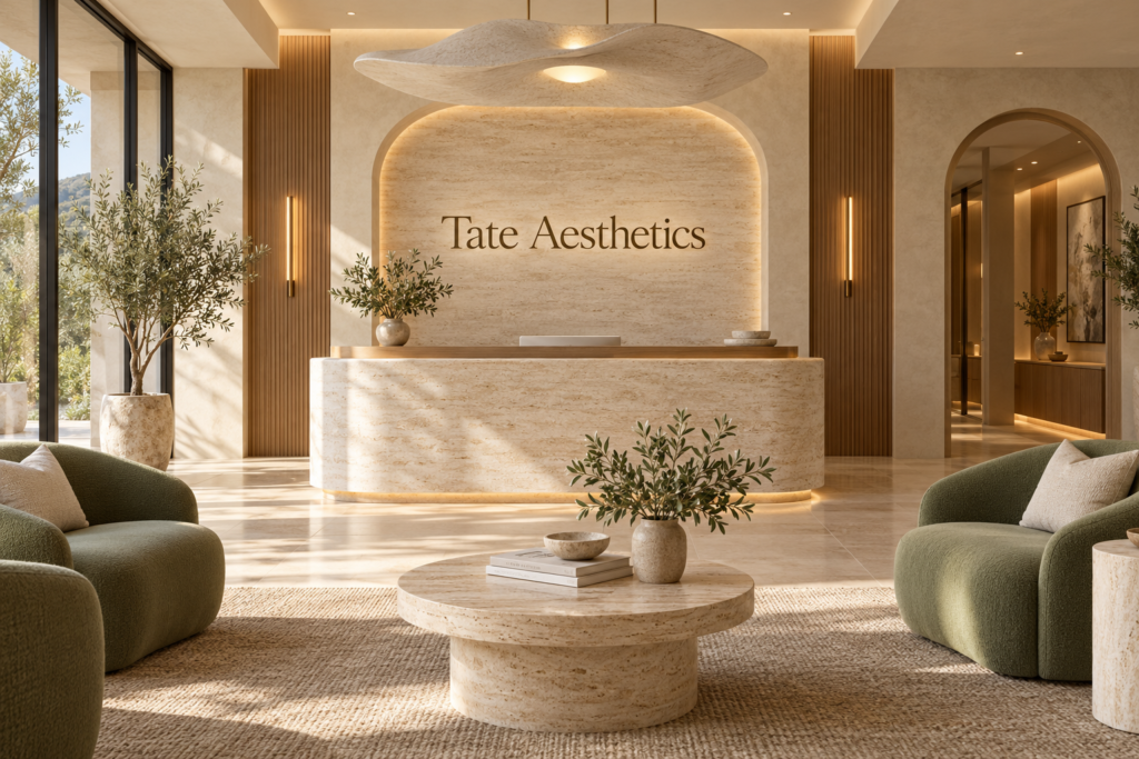 AI illustration of a fictional Tate Aesthetics reception; not actual premises