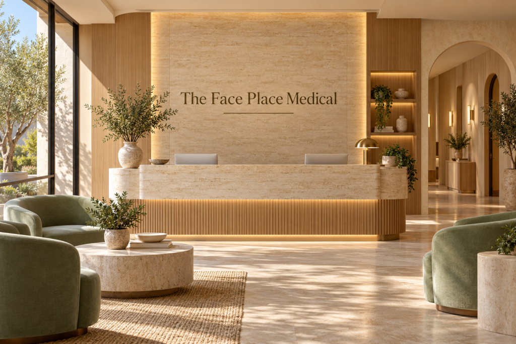 AI illustration of a fictional The Face Place Medical reception; not actual premises